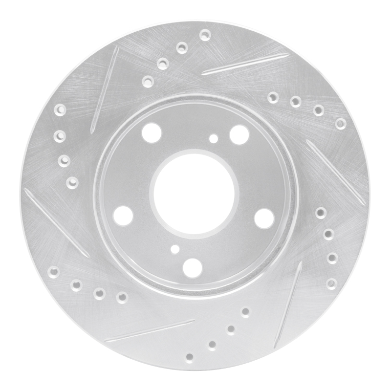 Toyota Camry Brake Rotor (1) - Front Right - R1 Concepts - Drilled & Slotted - Silver - `92-`01